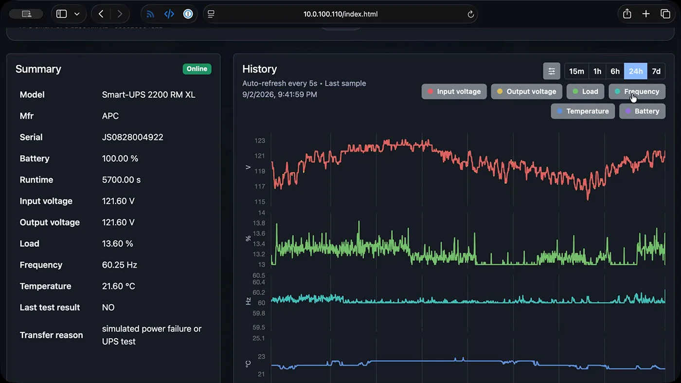 OpenNMC Web UI overview page